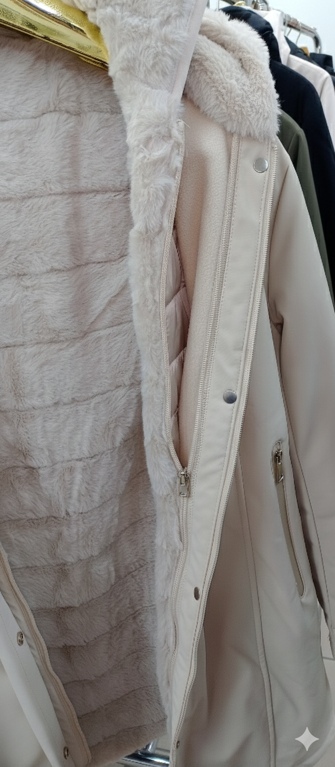 Parka Invernale "Winter Glow" – Edizione Beige Crema (Foderato)